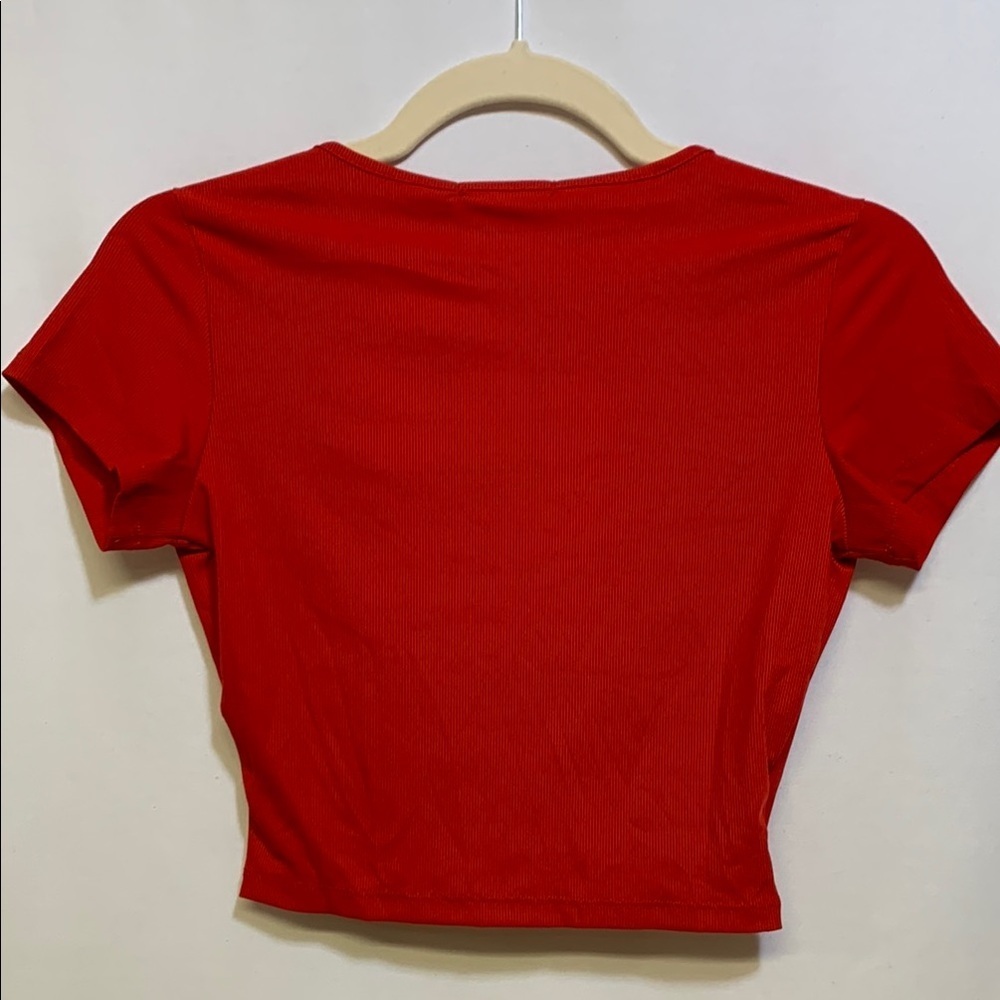 Red Wrap Crop Top - Picture 3 of 3